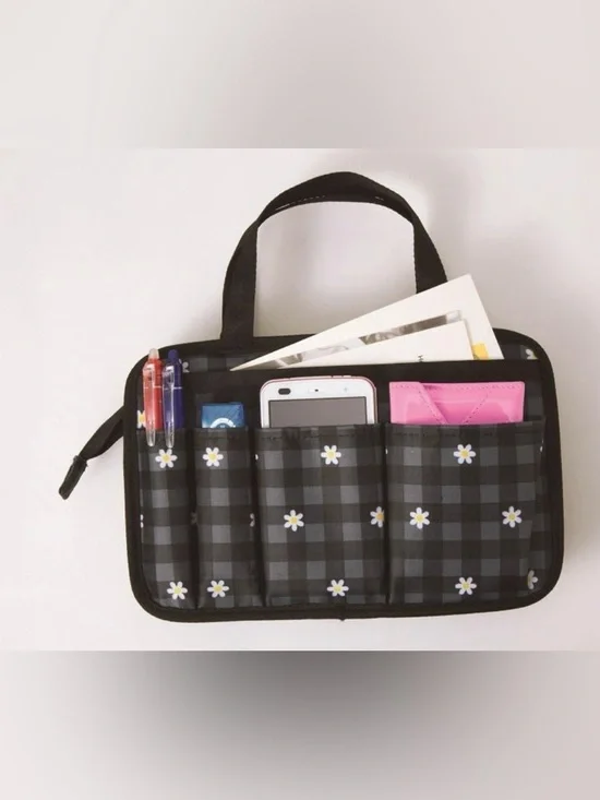 LeSportsac Black & Gray Gingham Daisy Cosmetic Bag - Picture 2 of 11